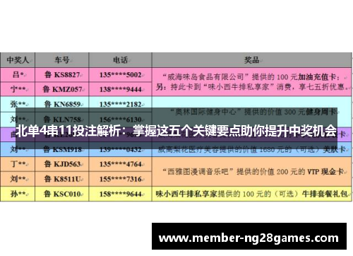 北单4串11投注解析：掌握这五个关键要点助你提升中奖机会